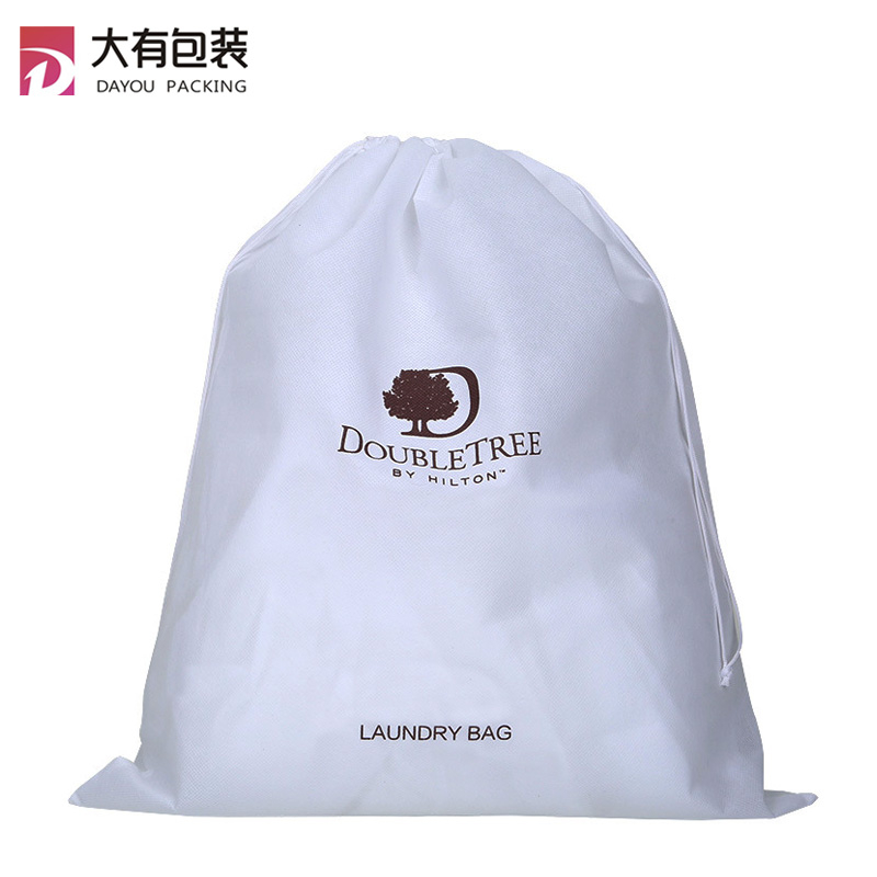 Custom Logo Promotional Eco Friendly Recycle Spunbond Non Woven Drawstring Laundry Bag for Hotel Home