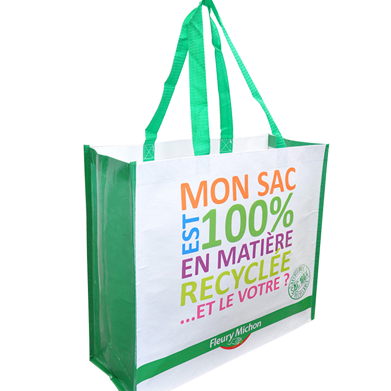 China Reusable Fashion Design PMS Color Or CMYK Color Laminated Recycled PET Shopping Bag