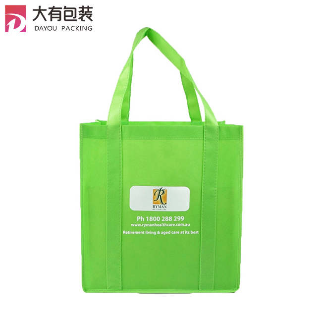 Fruit and vegetable supermarket non-woven environmental reusable shopping bag with long handle