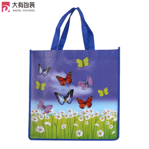 Full Printed With Flowers And Butterflies PP Laminated Non Woven Shopping Carry Bag