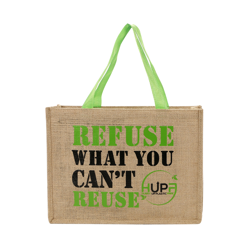 Recycled Jute Shopping Tote Bag with Printed Logo