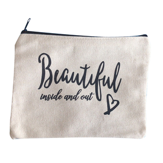 Wholesale Cute Eco Blank Packaging Travel Natural Recycled Makeup Pouch Custom Logo Cotton Canvas Cosmetic Bag with Zipper