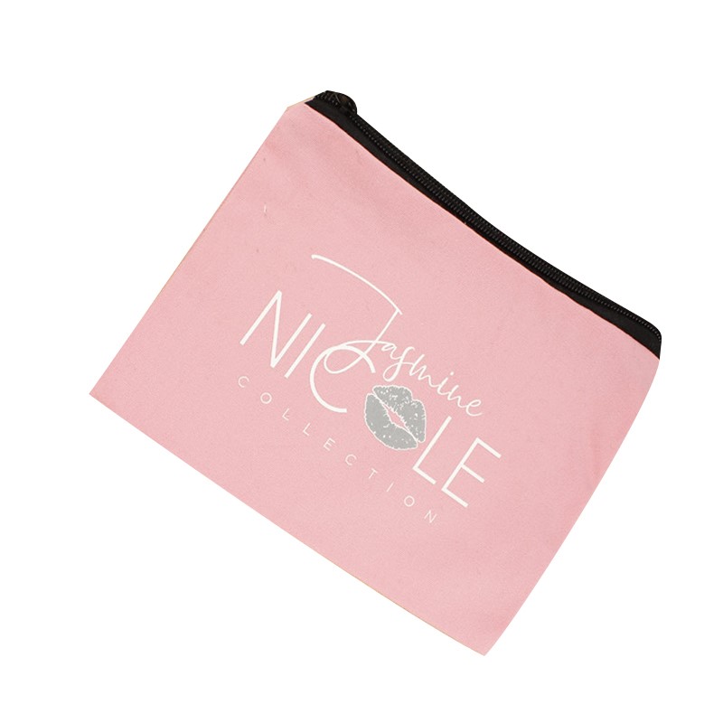 Colorful Women Beauty Zipper Promotion Custom Logo Cotton Canvas Makeup Cosmetic Bag For Free Gift