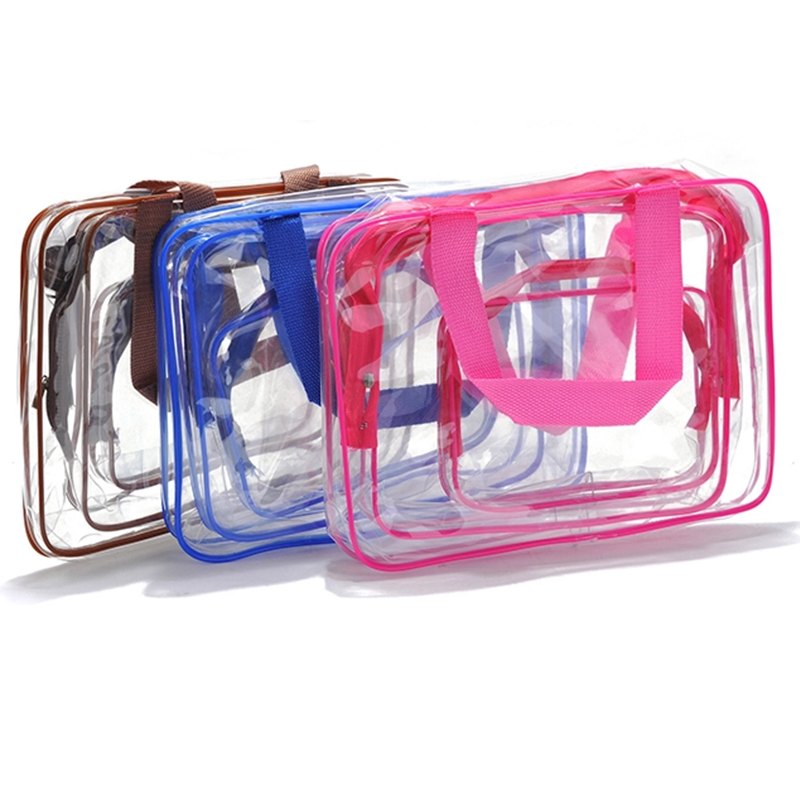 Women Fashion Clear Cosmetic Bags PVC Toiletry Bags Travel Organizer Necessary Beauty Case Bath Wash Make Up Box