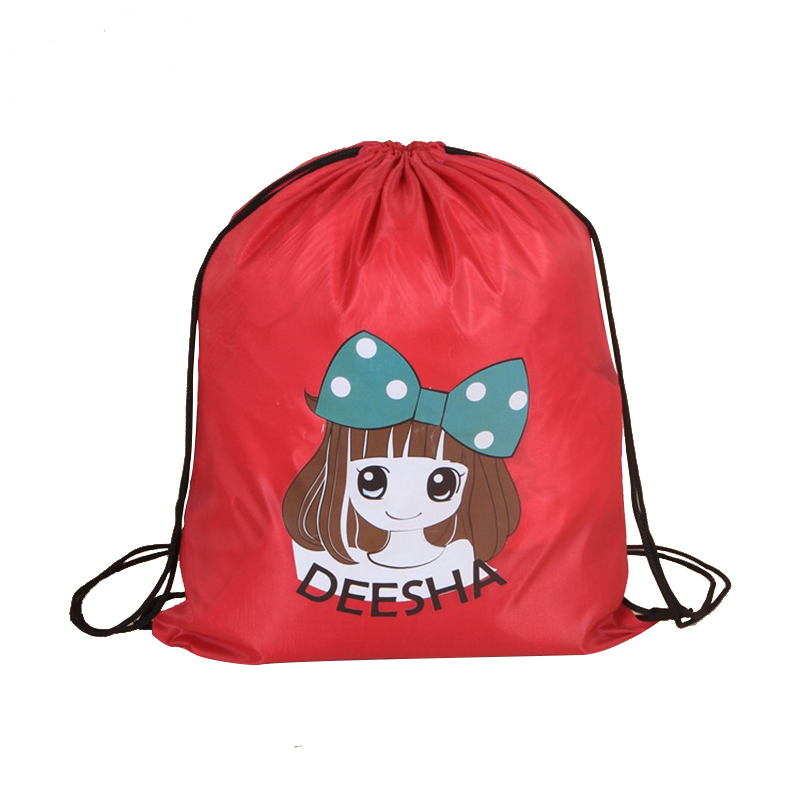 Promotion Nylon Polyester Christmas Drawstring Backpack Gift Bags Small Cute with Logo