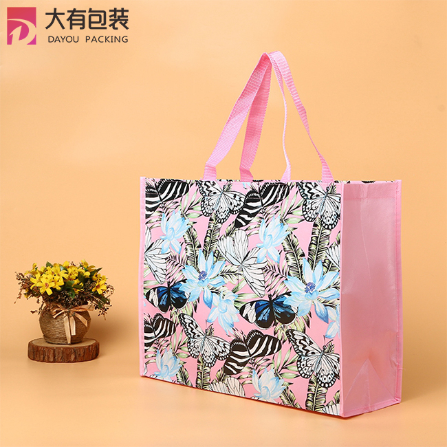 Eco Friendly Recycle Reusable Printed with Flowers Laminated Non Woven Shopping Bag