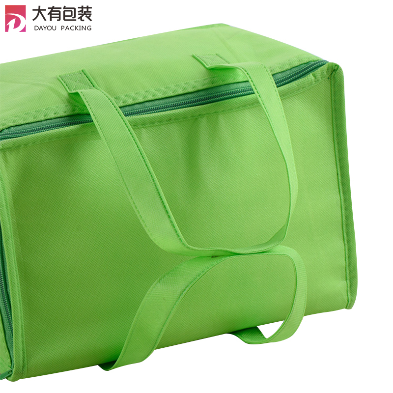 Custom Green Non Woven Ice Freezer Shopping Tote Cooler Bag Insulated
