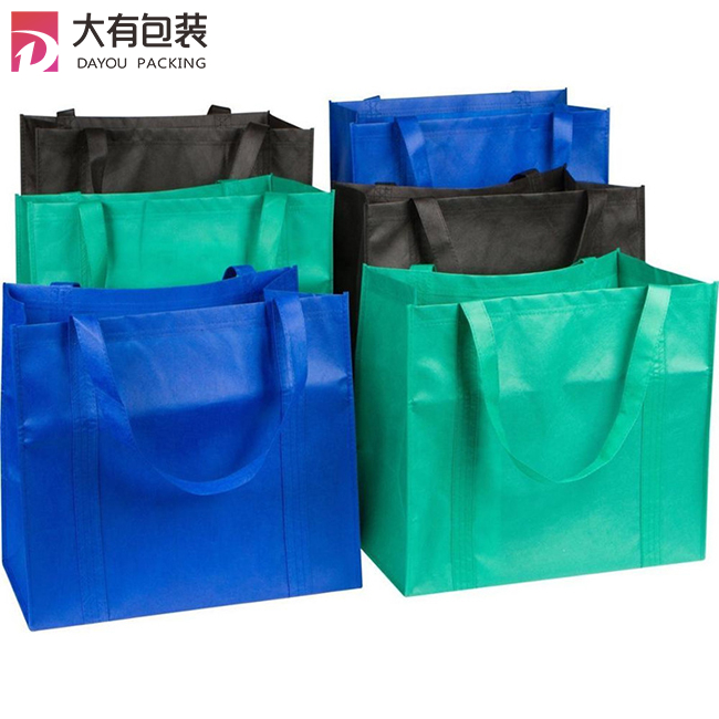 Multipurpose Reusable Non-Woven Large Grocery Tote Bags Foldable Shopping Bags Storage Handbags with Dual Reinforced Handles