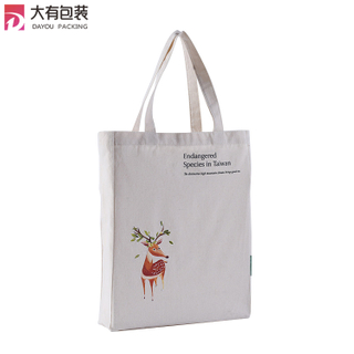 Customize Print Company Logo Standard Size Canvas Tote Bag with Gusset 