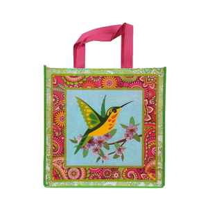 Cmyk printing laminated pp non-woven gift carry bag printed with flowers and birds