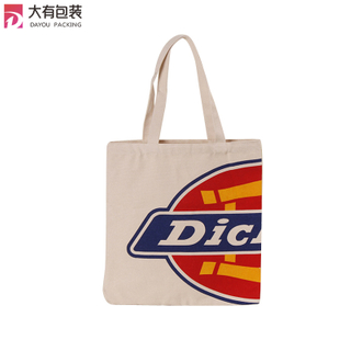 Custom Large Space Logo Printed Eco Recyclable Women Beach Travel Sling Shoulder Grocery Cotton Canvas Tote Bags With Rope Handles