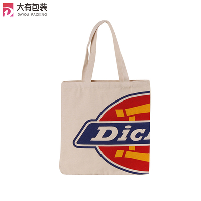 Custom Large Space Logo Printed Eco Recyclable Women Beach Travel Sling Shoulder Grocery Cotton Canvas Tote Bags With Rope Handles