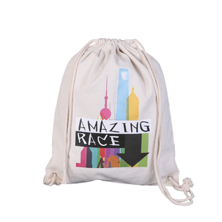  Wholesale White Custom Printed Laundry Organic Cotton Drawstring Bag